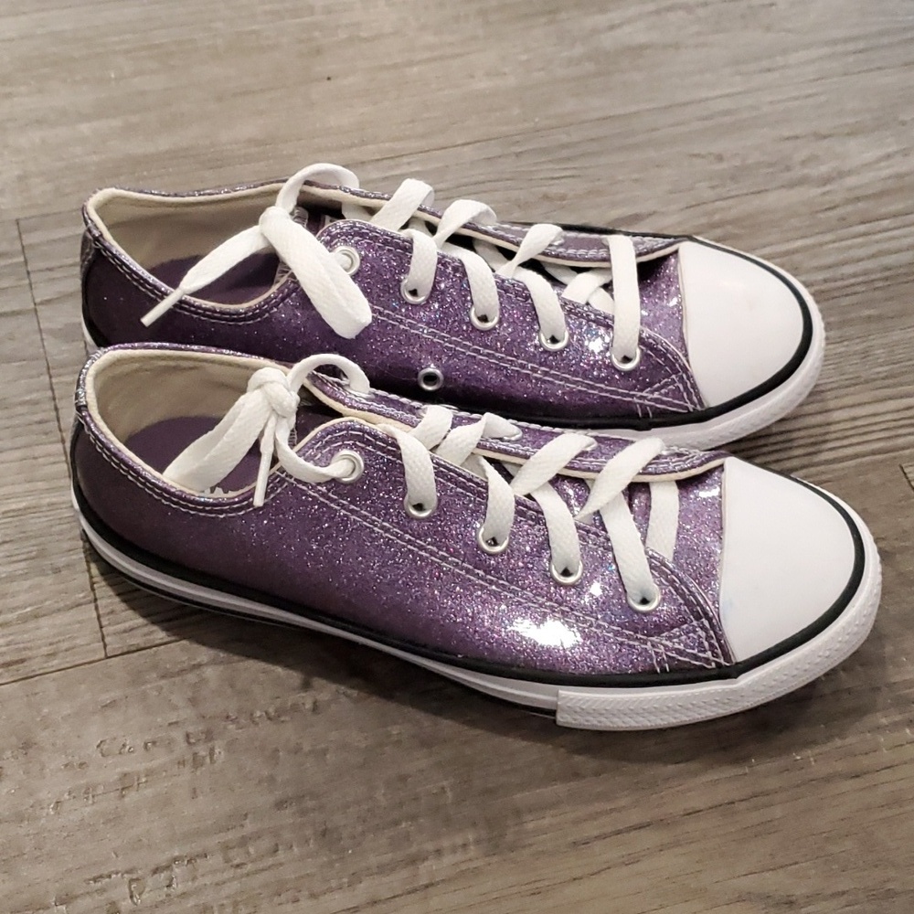 Converse All Stars Low Top Purple Glitter Sneakers Size 3